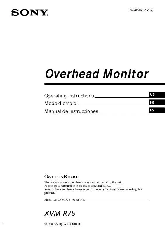 Mode d'emploi SONY XVM-R75