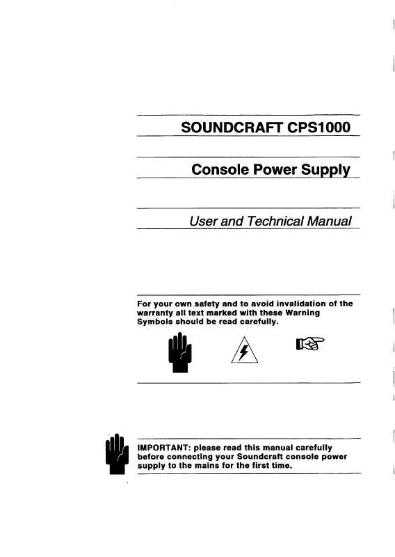 Mode d'emploi SOUNDCRAFT CPS1000