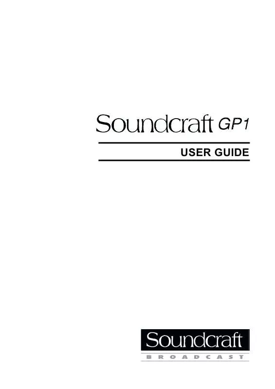 Mode d'emploi SOUNDCRAFT GP1