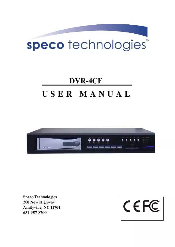 Mode d'emploi SPECO DVR-4CF