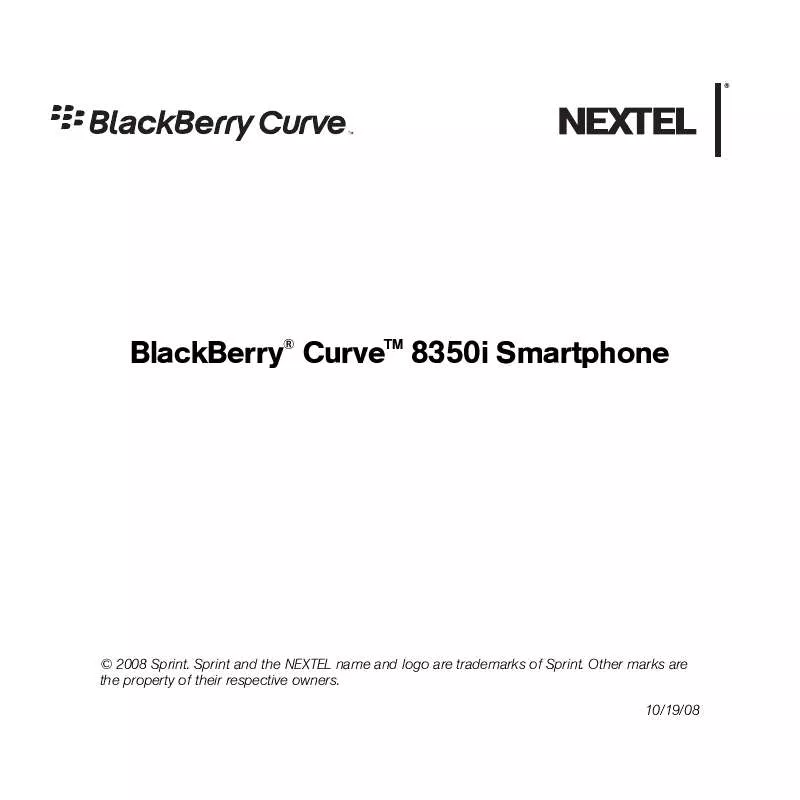 Mode d'emploi SPRINT BLACKBERRY CURVE 8350I