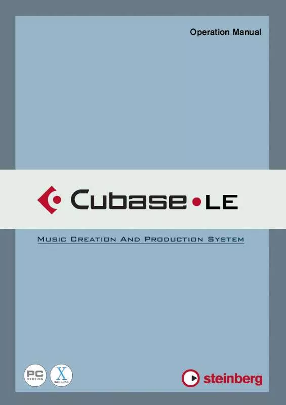 Mode d'emploi STEINBERG CUBASE LE