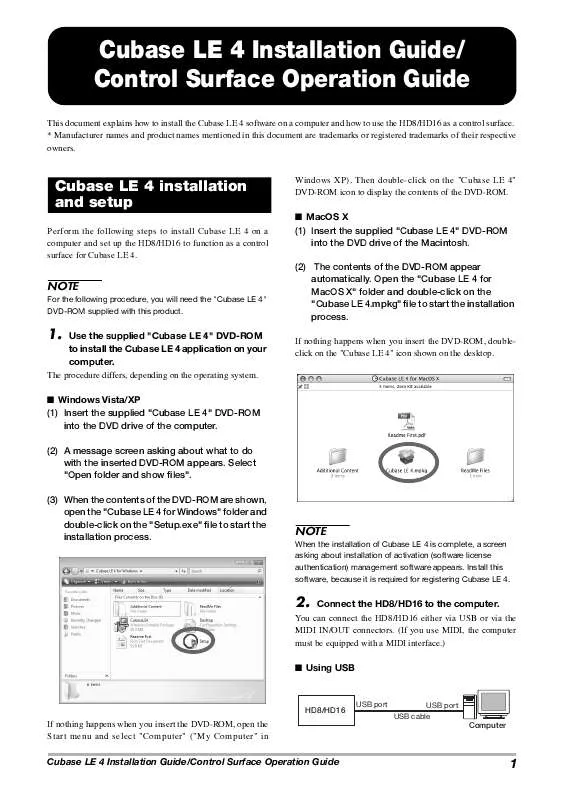 Mode d'emploi STEINBERG HD16