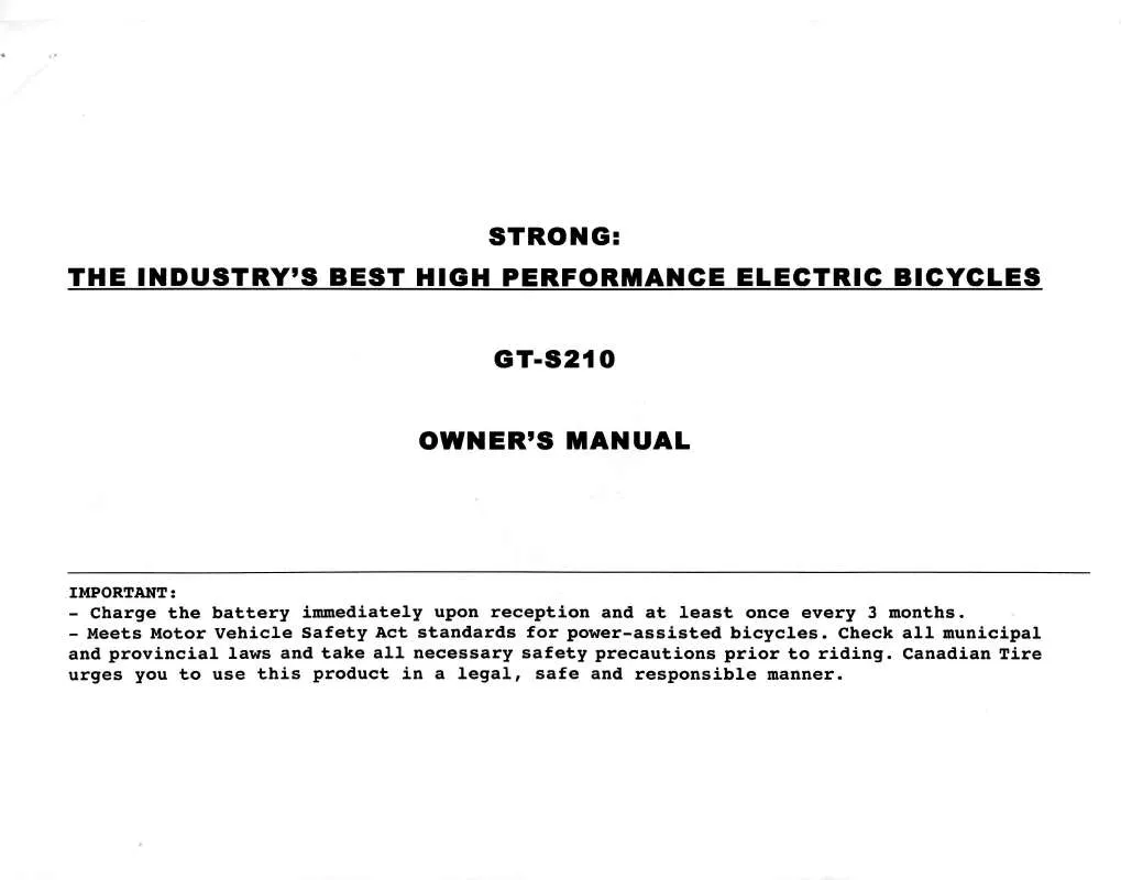 Mode d'emploi STRONG GT-S210