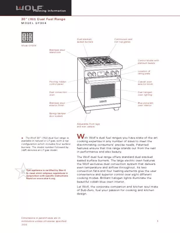 Mode d'emploi SUB-ZERO 30DUALFUELRANGE