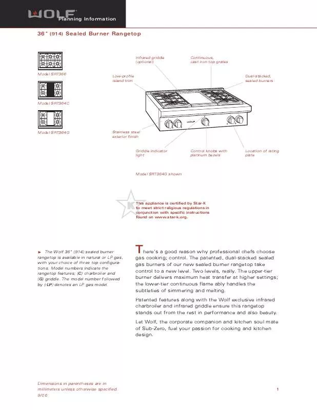 Mode d'emploi SUB-ZERO 36SEALEDRANGETOP