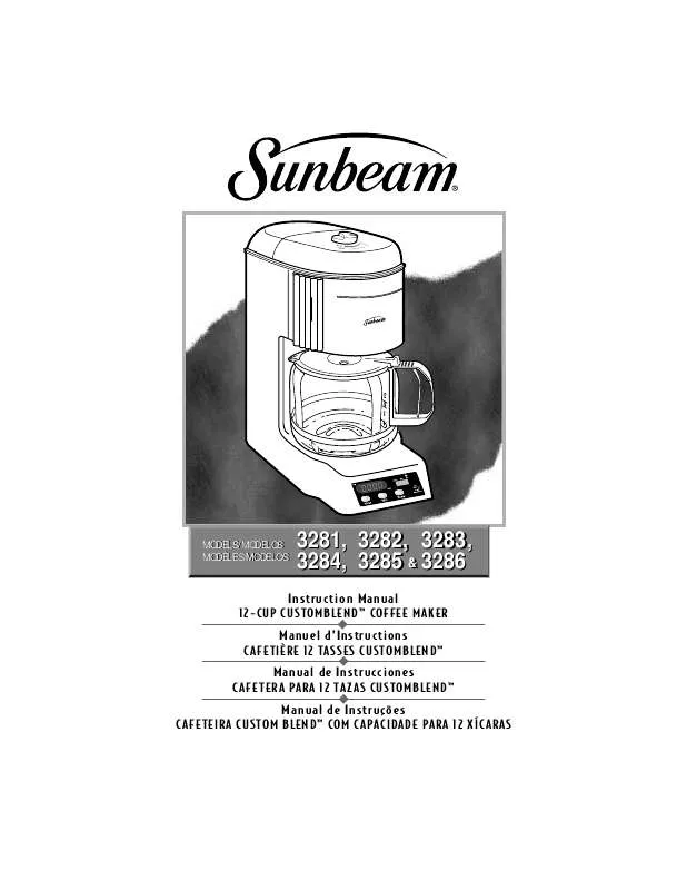 Mode d'emploi SUNBEAM 3282