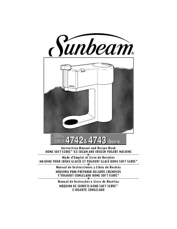 Mode d'emploi SUNBEAM 4742