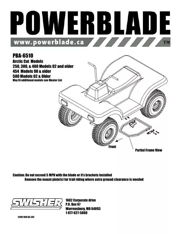 Mode d'emploi SWISHER PBA-6510