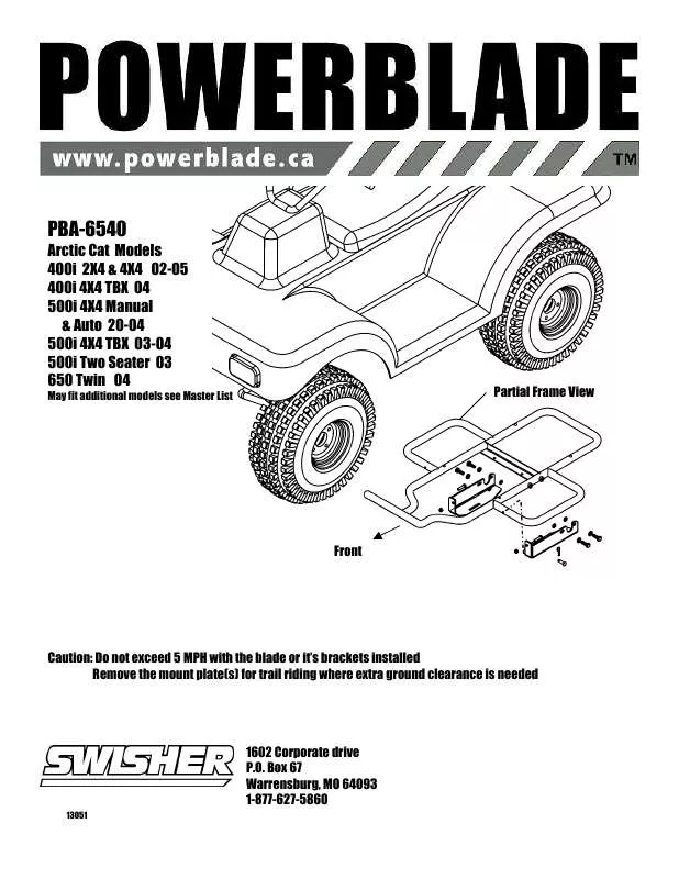 Mode d'emploi SWISHER PBA-6540