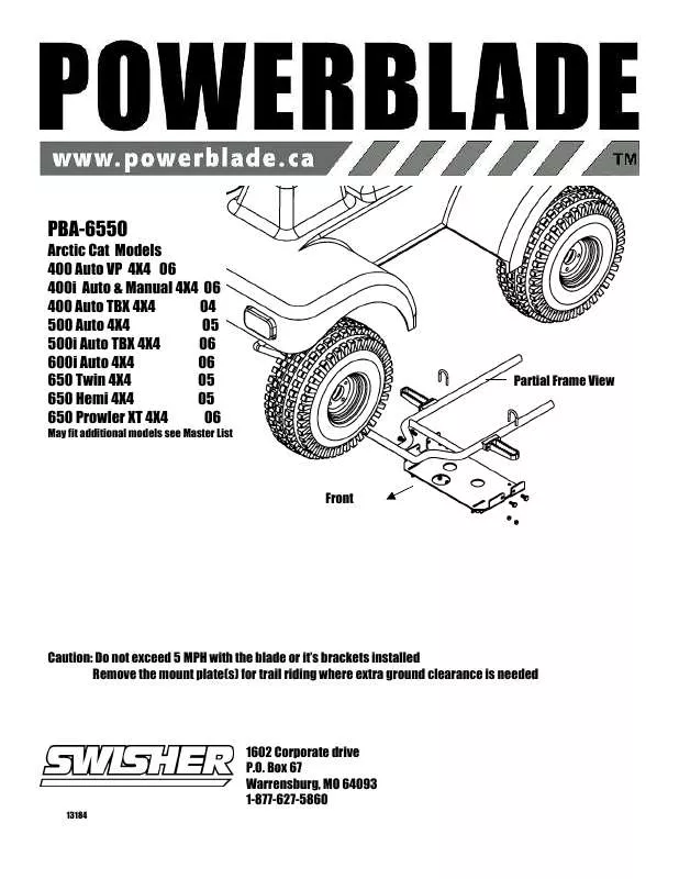 Mode d'emploi SWISHER PBA-6550