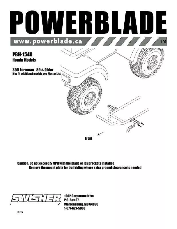 Mode d'emploi SWISHER PBH-1540