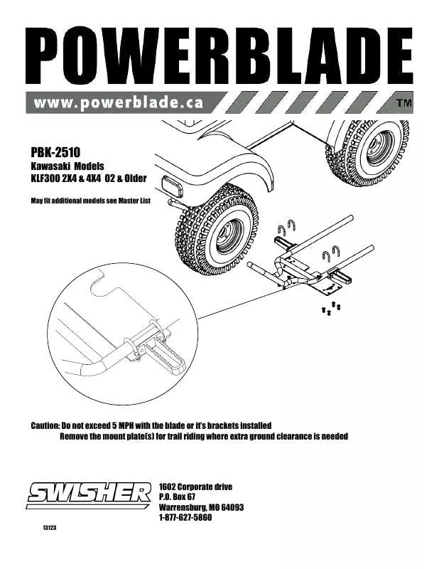 Mode d'emploi SWISHER PBK-2510