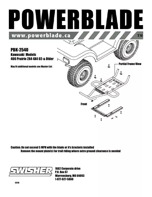 Mode d'emploi SWISHER PBK-2540