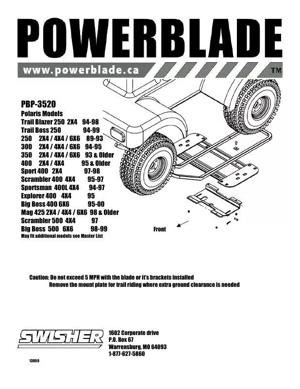 Mode d'emploi SWISHER PBP-3520