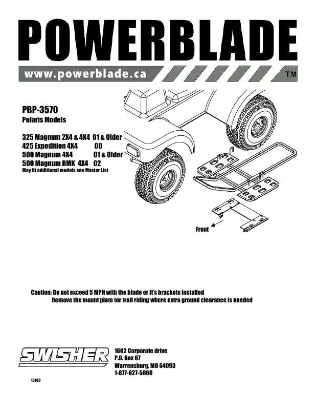 Mode d'emploi SWISHER PBP-3570