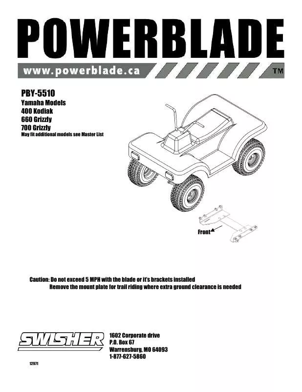 Mode d'emploi SWISHER PBY-5510