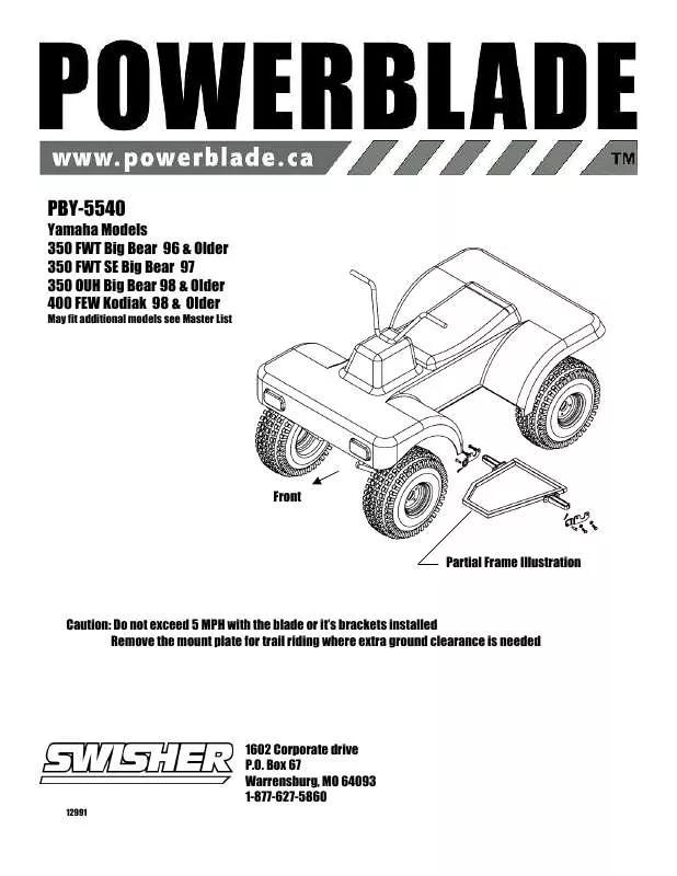 Mode d'emploi SWISHER PBY-5540