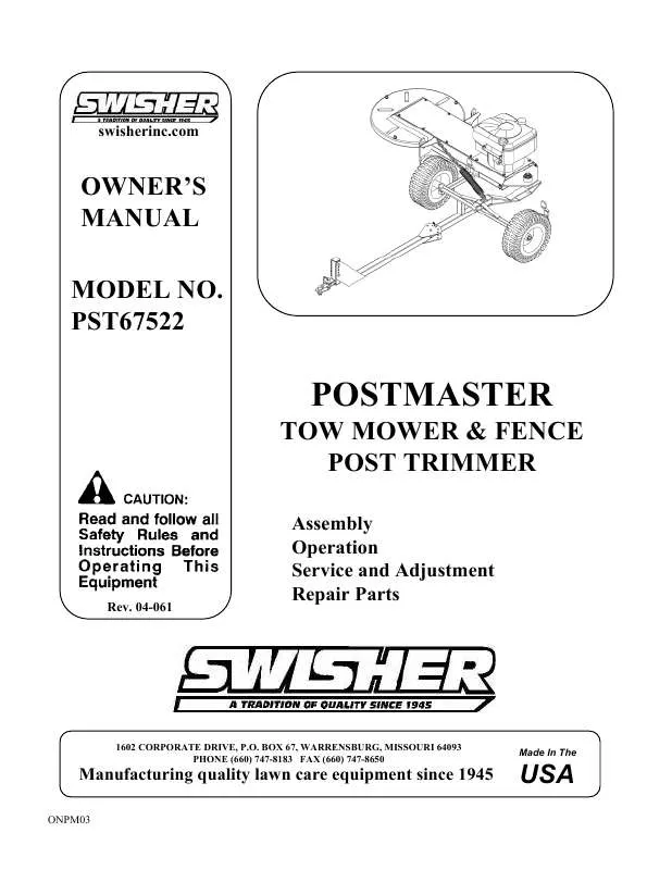 Mode d'emploi SWISHER PST67522