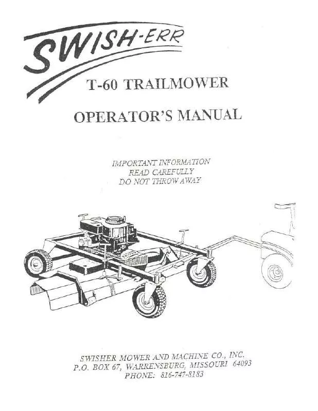 Mode d'emploi SWISHER T6012V