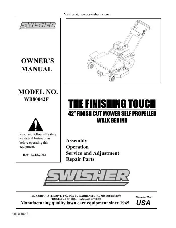 Mode d'emploi SWISHER WB80042F