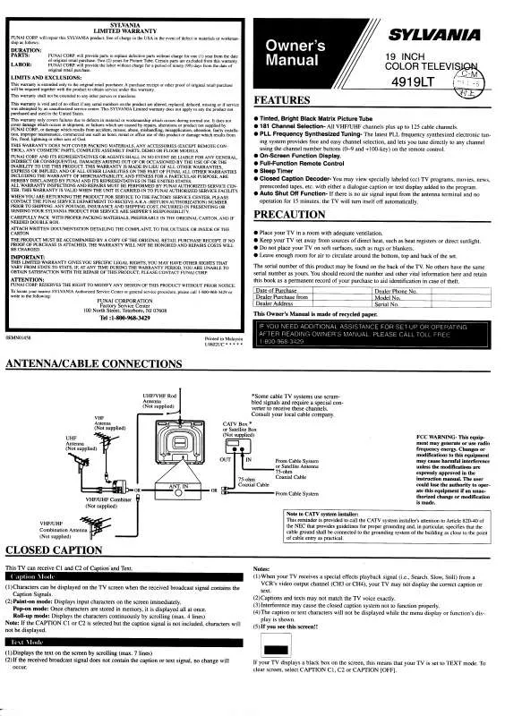 Mode d'emploi SYLVANIA 4919LT