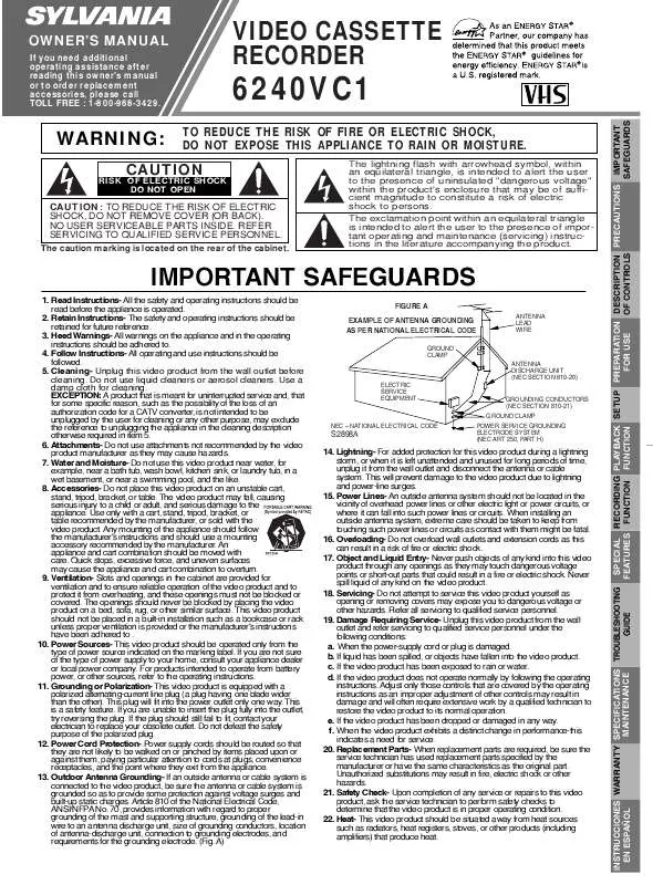 Mode d'emploi SYLVANIA 6240VC1