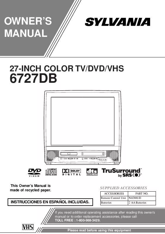 Mode d'emploi SYLVANIA 6727DB