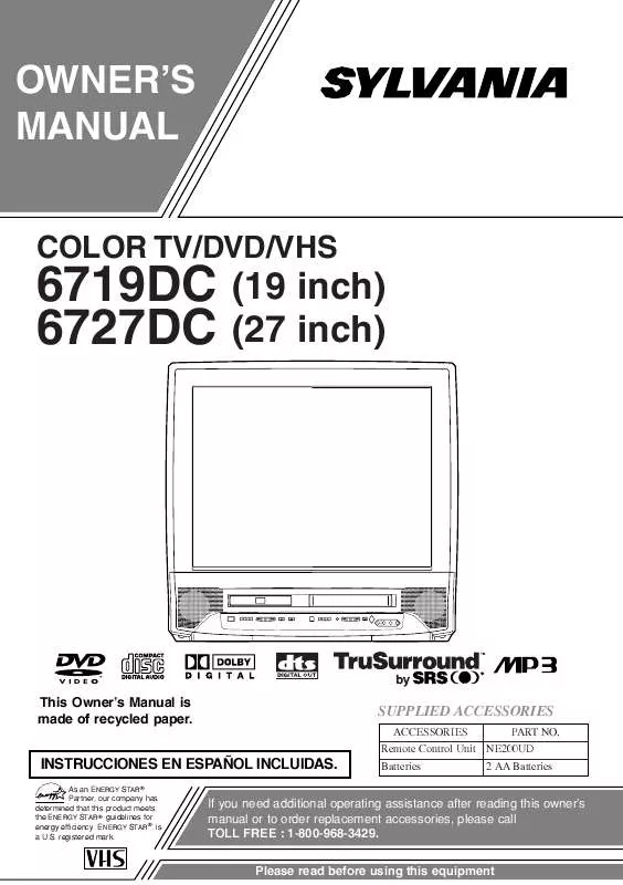 Mode d'emploi SYLVANIA 6727DC