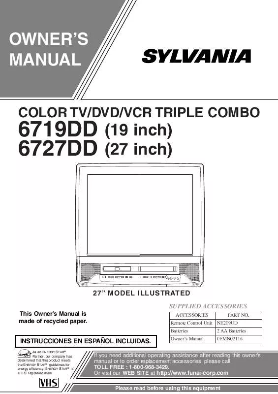 Mode d'emploi SYLVANIA 6727DD