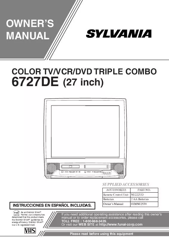 Mode d'emploi SYLVANIA 6727DE