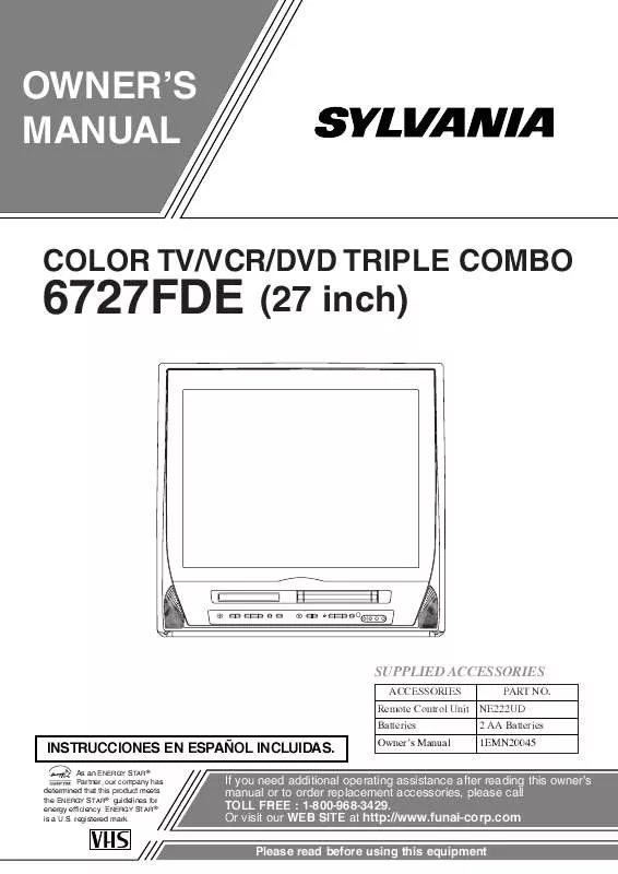 Mode d'emploi SYLVANIA 6727FDE