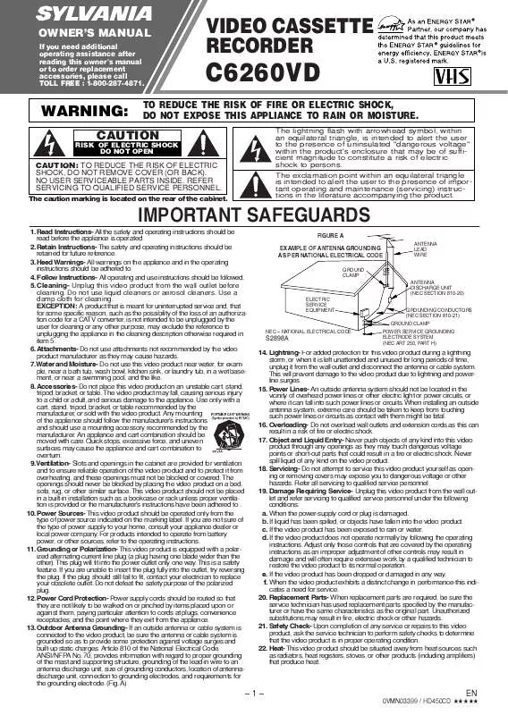 Mode d'emploi SYLVANIA C6260VD