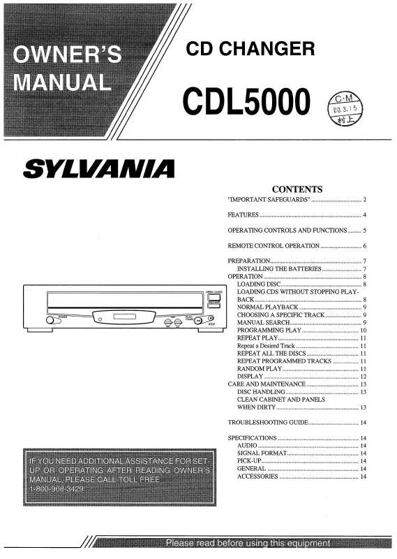 Mode d'emploi SYLVANIA CDL5000