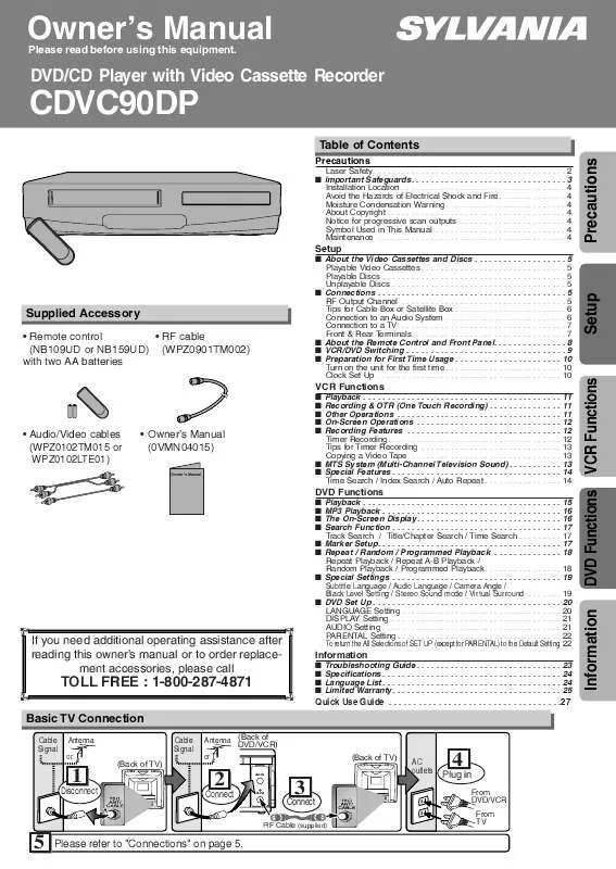 Mode d'emploi SYLVANIA CDVC90DP