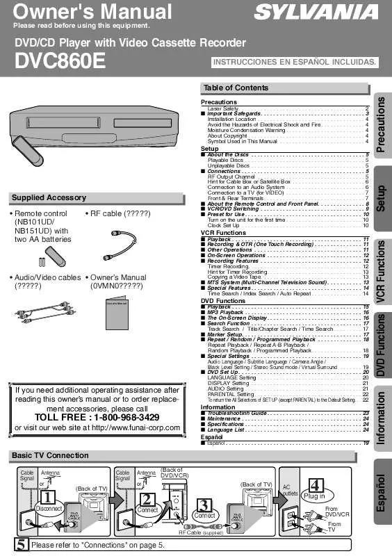 Mode d'emploi SYLVANIA DVC860E