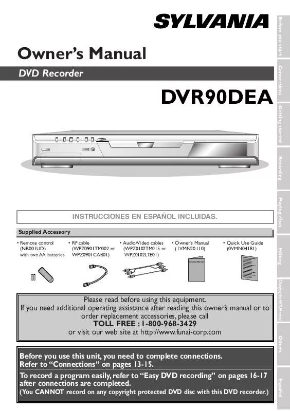 Mode d'emploi SYLVANIA DVR90DEA