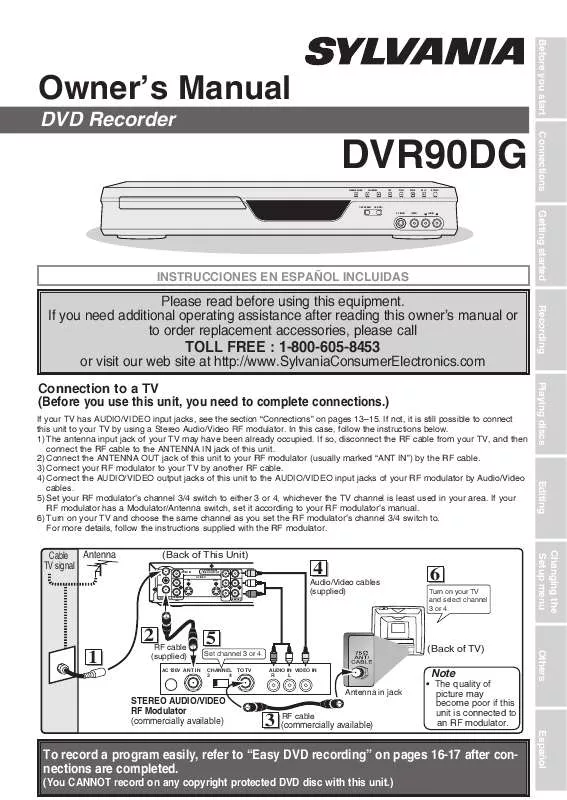 Mode d'emploi SYLVANIA DVR90DG