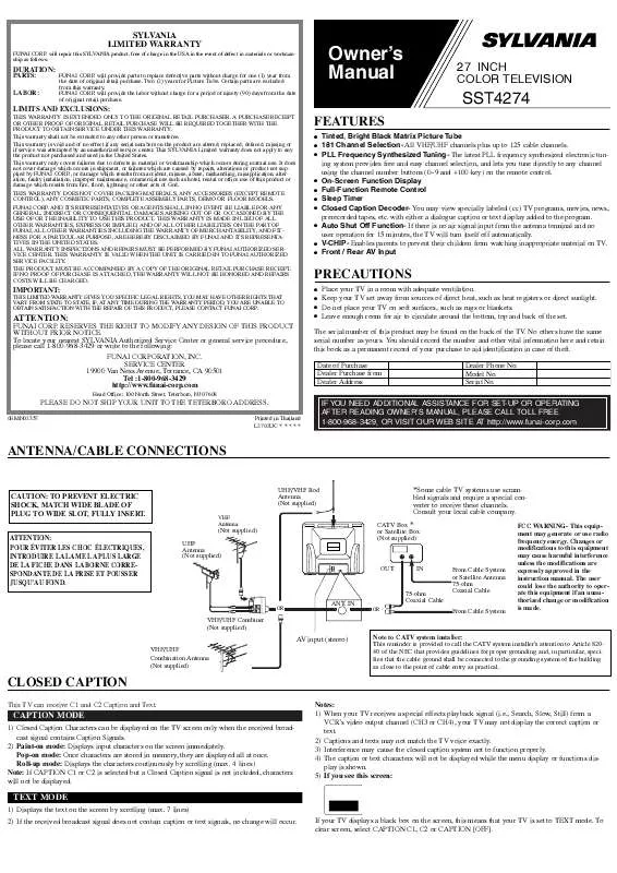 Mode d'emploi SYLVANIA SST4274