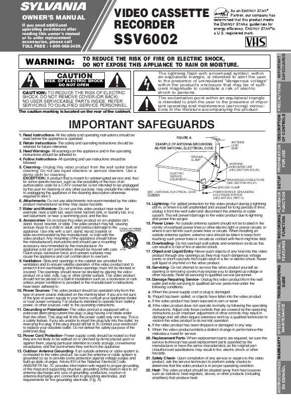 Mode d'emploi SYLVANIA SSV6002