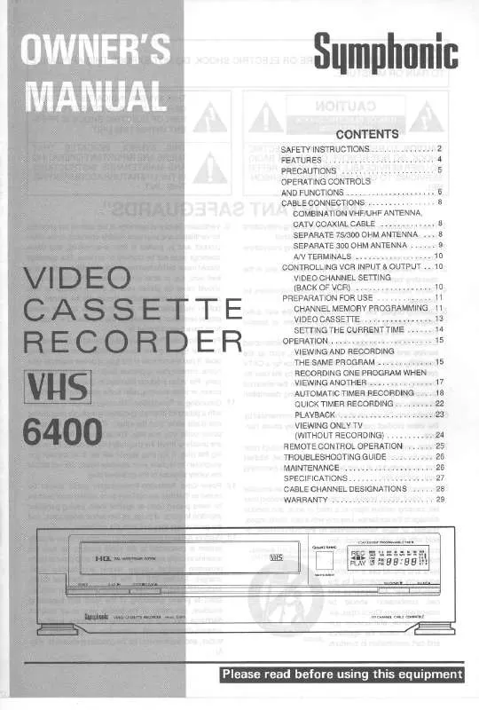 Mode d'emploi SYMPHONIC 6400