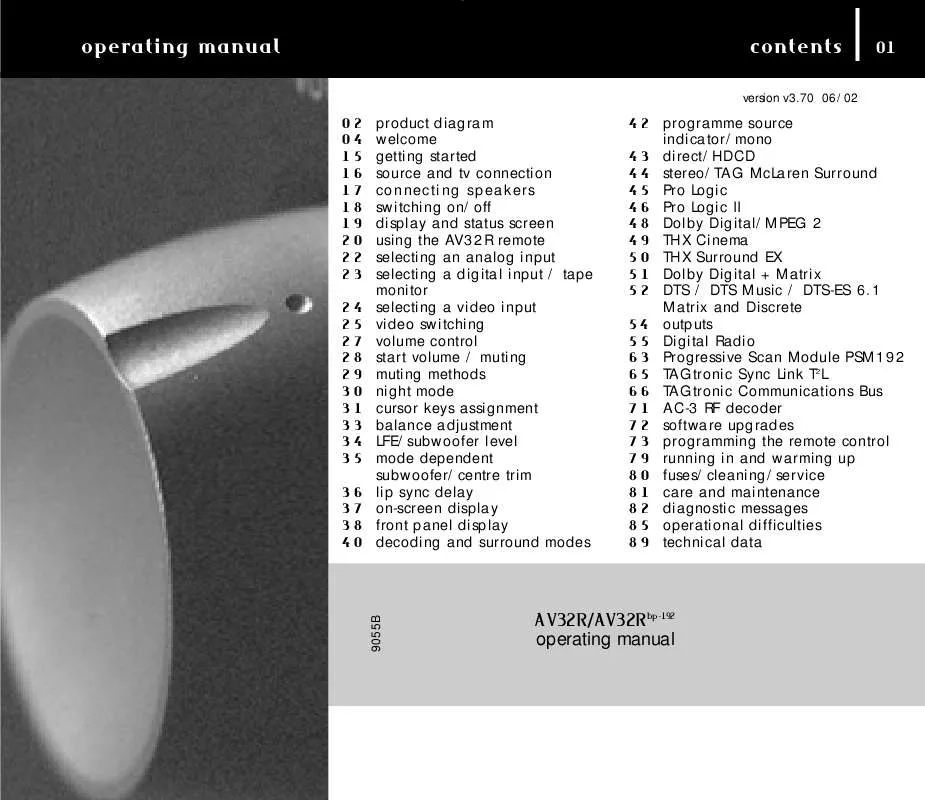 Mode d'emploi TAG MCLAREN AUDIO AV32R STANDARD