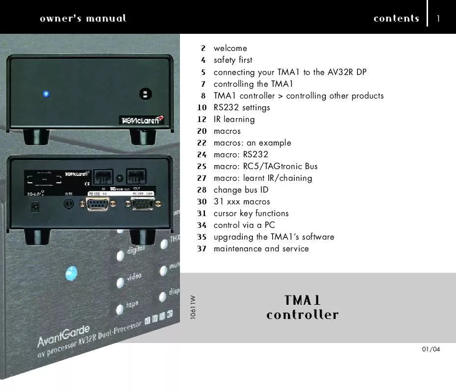 Mode d'emploi TAG MCLAREN AUDIO TMA1