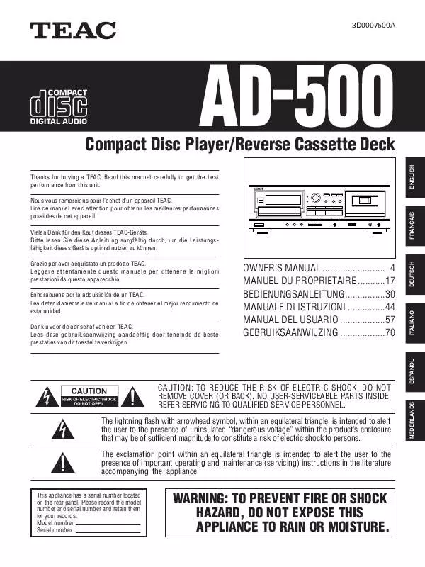 Mode d'emploi TEAC AD-500