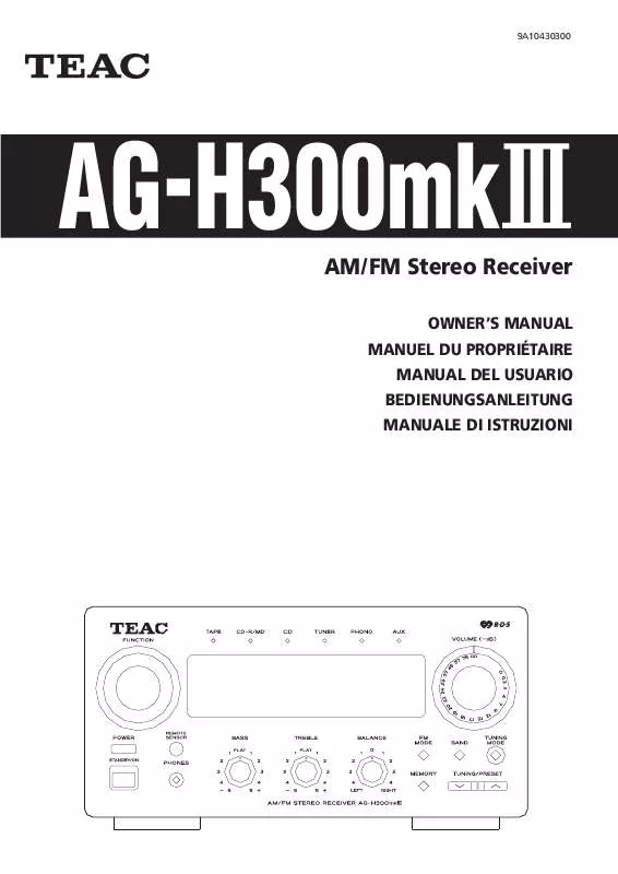 Mode d'emploi TEAC AG-H300MKIII