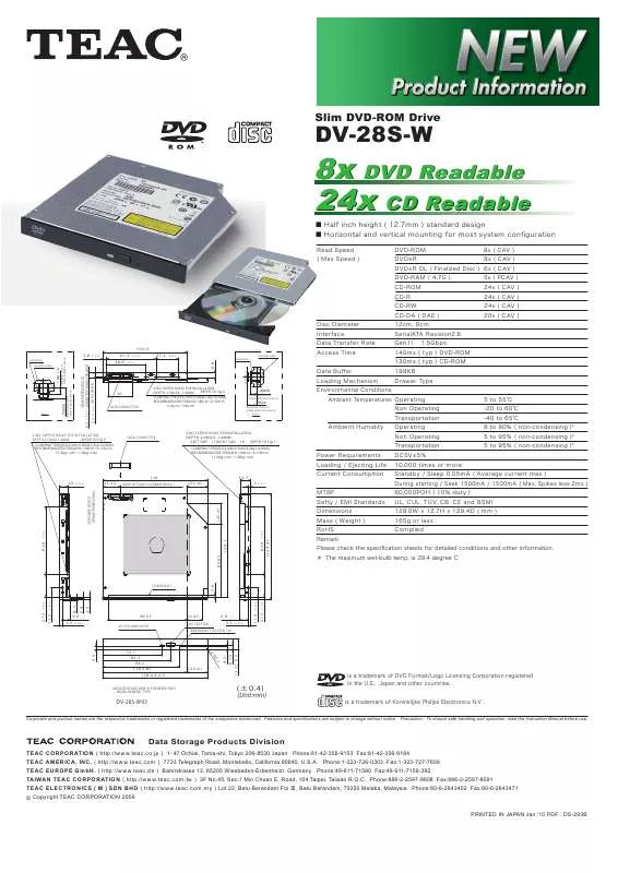 Mode d'emploi TEAC DV-28S-W