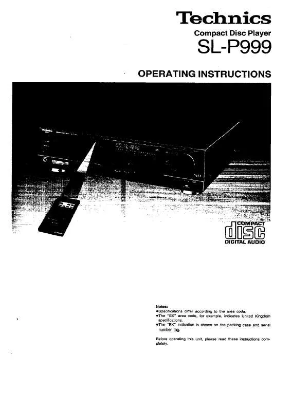 Mode d'emploi TECHNICS SL-P999