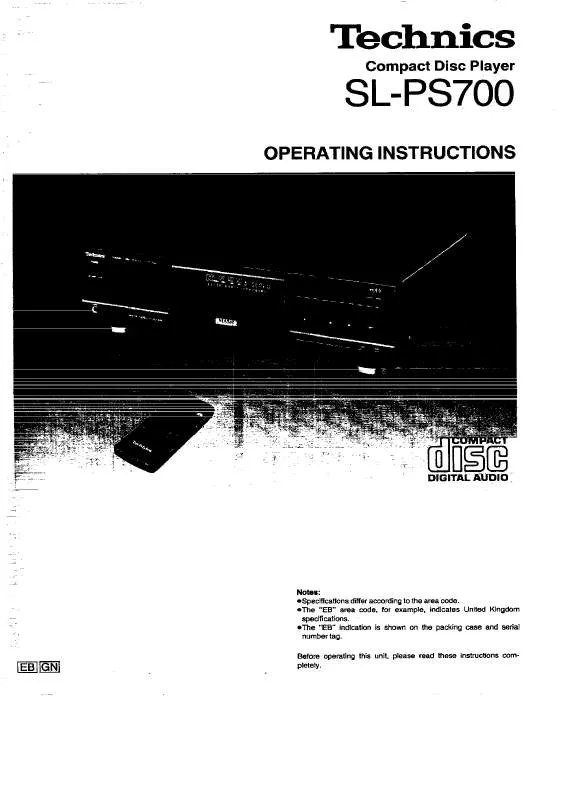 Mode d'emploi TECHNICS SL-PS700