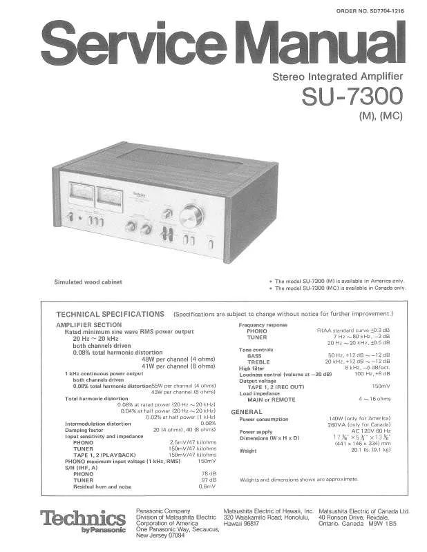 Mode d'emploi TECHNICS SU-7300