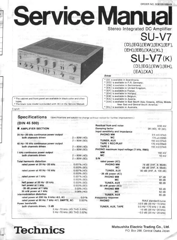 Mode d'emploi TECHNICS SU-V7